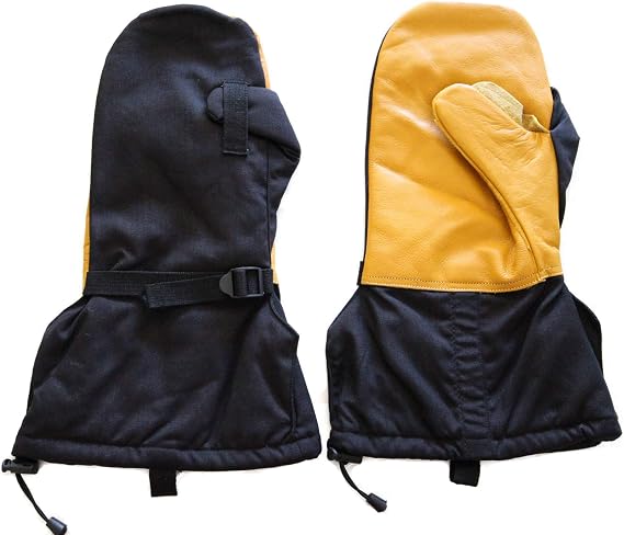 Winter Fleece Insulated Arctic Cold Weather Triger Finger Leather Mittens & Wool Liners