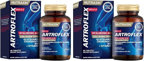 Nutraxin Artroflex HYA-C-II Hyaluronik Asit Glukozamin Kondrotin içeren Takviye Edici Gıda (1 x 90 Tablet) (2 paketi)
