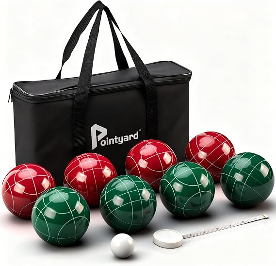 90mm Bocce Ball Set, 8 Regulation Resin Balls Outdoor Lawn Game