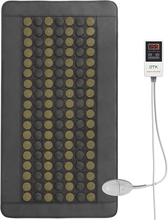UTK Far Infrared Tourmaline Heating Pad for Full Back Pain Relief - Infrared Therapy Heating Pads - Medium T-Plus (38" X 21"), Auto Shut Off and Travel Bag Included