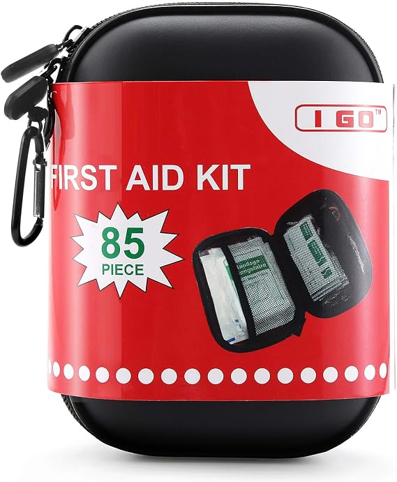 I GO 85 Pieces Hard Shell Mini First Aid Kit Emergency Survival Bag