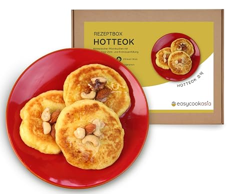 EasyCookAsia Hotteok Box Korean Pancakes with Sweet Filling Gift Box for Asian and Cooking Lovers with Friendly Cooking Instructions (English language not )