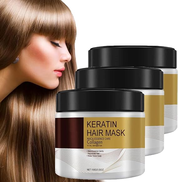 Collagen Hair Treatment, Collagen Hair Mask, Conditioning Argan Oil Hair Mask, Keratin Hair Mask Collagen Treatment, Deep Repair Conditioner Hair Masks, for Dry Damaged Hair (3PCS)