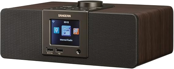 Sangean WFR-32 Internet Radio/AUX/Bluetooth/Smart Local Radio Preference Management/USB Playback and Phone Charging Digital Wooden Cabinet Radio