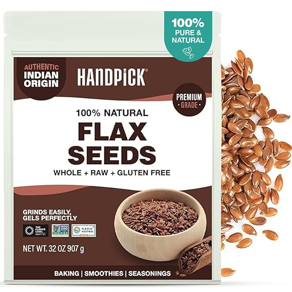 HANDPICK Flax Seeds (2 lb) Gluten Free Brown Seeds, 100% Pure, Non-GMO