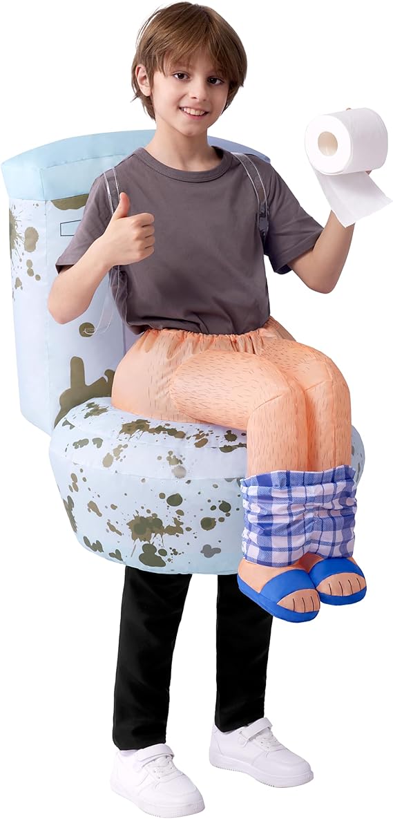Spooktacular Creations Kids Halloween Inflatable Costumes, Sitting on a Toilet Inflatable Suit, Funny Toilet Blow Up costume