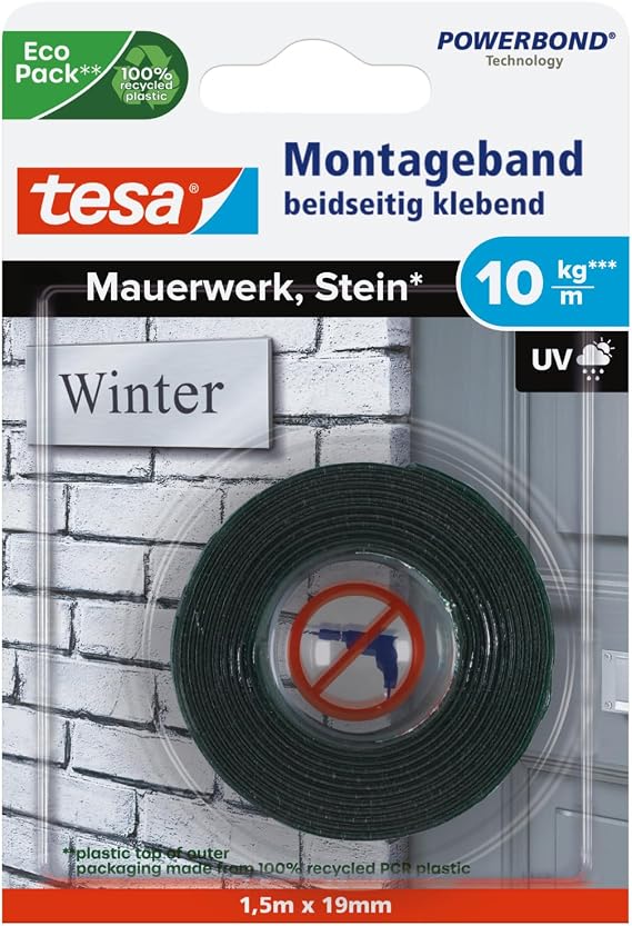 tesa Powerbond Mounting Tape for Bricks and Stone - 1.5 m x 19 mm