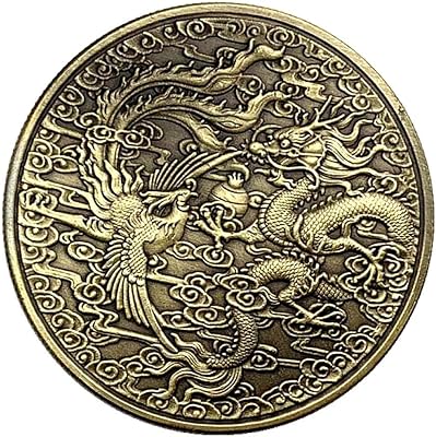 Dragon and Phoenix Commemorative Coin Antique Coin Zodiac Dragon and Phoenix Animal Bird Happiness Phoenix Coin