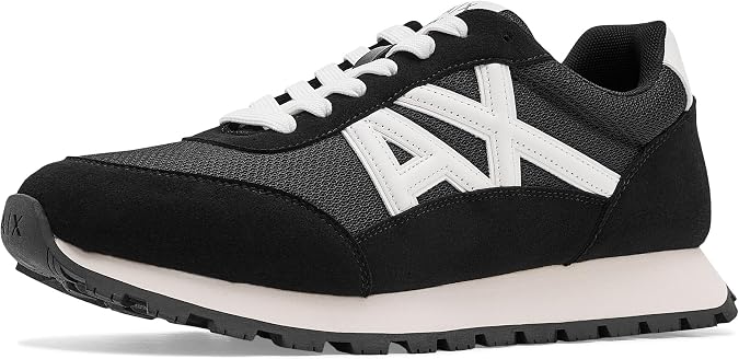 Armani Exchange Men's Drop Sneaker, Black/Off White, 6