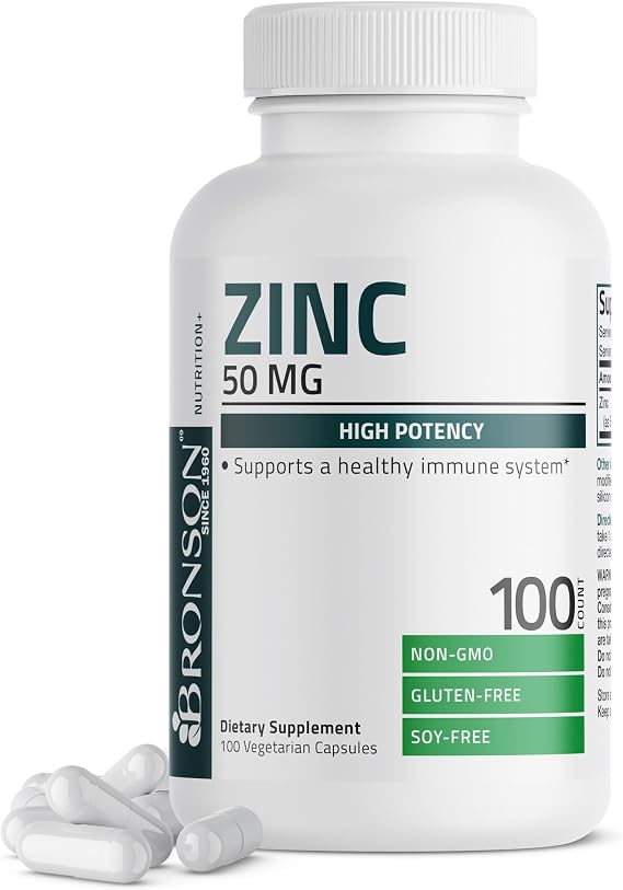 Bronson Zinc Complex 50 mg, Picolinate & Oxide, 100 Vegetarian Capsules