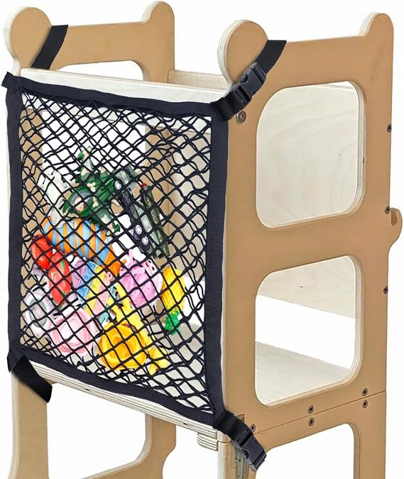 Toddler Tower Safety Net, Toddler Learning Tower Safety Net for Enhanced Safety and Convenience, Double Layer Design with Storage Function, Ideal for Kids Kitchen Play and Learning Activities