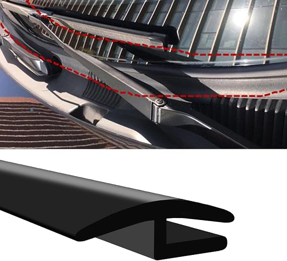 1.7M/ 5.6Ft Windshield Cowl Rubber Seal Strip, H-Shape Black Molding Trim Strips for Most Cars Trucks SUVs