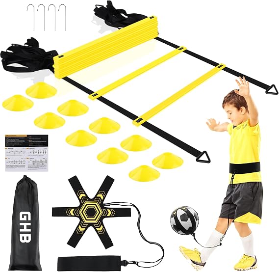 GHB Pro Agility Ladder Soccer Kick Trainer Set 20ft