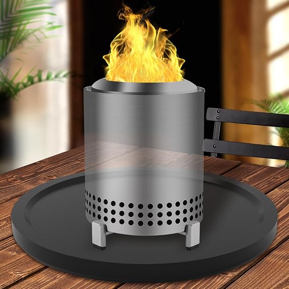 TOHONFOO Tabletop Fire Pit Mat - Compatible with Solo Stove Mesa & Mesa XL, Black Bamboo Mat, 10in Round, Modern Style