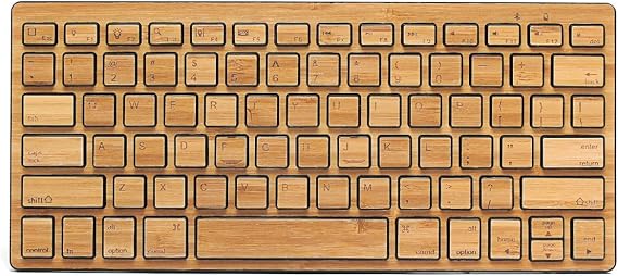 Impecca Custom Carved Bamboo Bluetooth mini Keyboard, with Black Edging (KBB78BTK)