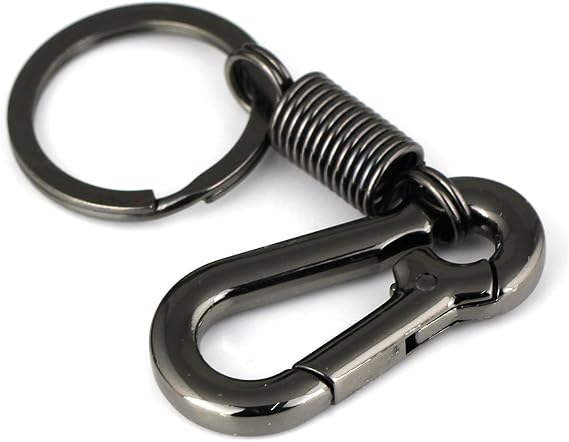 maycom Retro Style Simple Strong Carabiner Shape Keychain Key Chain Ring Keyring Keyfob Key Holder (Black)