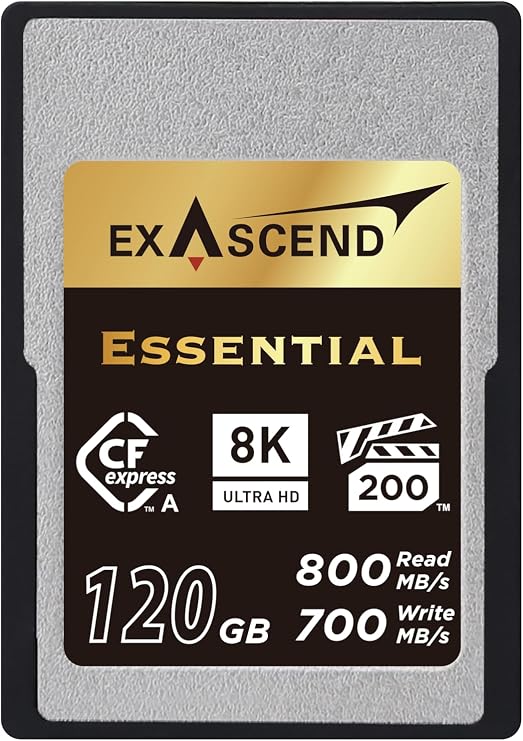 Exascend 120 GB / 180 GB / 240 GB Essential CFexpress Type A Card, Sustained Read 800MB/s, Compatible with Sony a1 / a7S III / a7 IV / FX3 / FX6 (120GB)