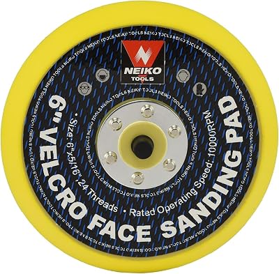 NEIKO 30263A - 6 inch Sanding Discs Hook and Loop, 516 Arbor with 24 Thread Mounts, 10,000 RPM, Sanding Pads for Orbital Sander and DA Sander, Hook n Loop Backing Pad