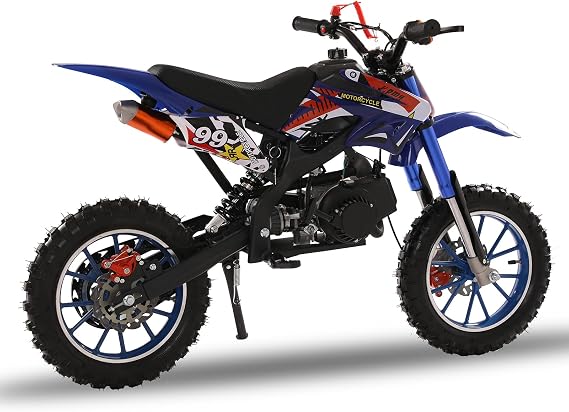 50cc 2-Stroke Dirt Bike for Kids, Gas Power Motocross, Mini Pit Bike, Off Road Mini Motorcycle, Pocket Motorbike with Front Rear Disc Brakes, Racing Max Speed 40KM/H
