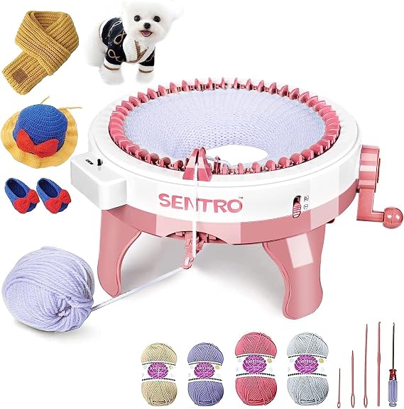 48 Needles Knitting Machine, Smart Weaving Loom Knitting Machine, DIY Hand Rotation Loom Kit with Row Counter for Adult Kids | Hats, scarves, socks, beginners, parent-child craft time, birthday, Christmas gift