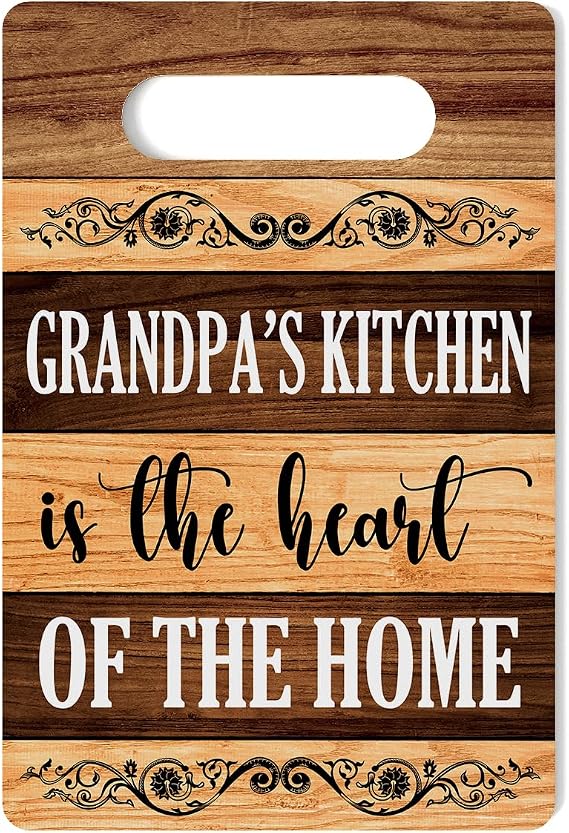 MIGUMUTU Farmhouse Kitchen Decor, Kitchen Signs Wall Decor, Grandpa's Kitchen Is The Heart of The Home Wood Sign, Cool Fathers Day Birthday Thank You Gifts for Grandpa Grandfather 8 x 12 Inch