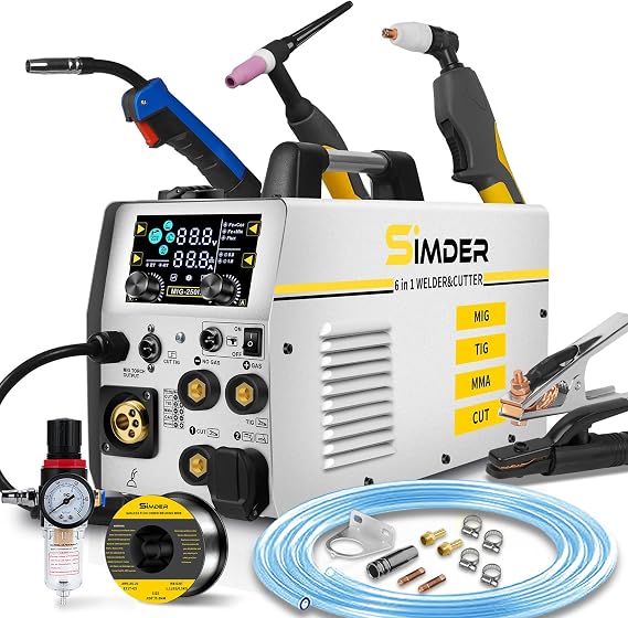 SSIMDER 160A MIG Welder 6-in-1 Plasma Cutter Combo, Flux Core