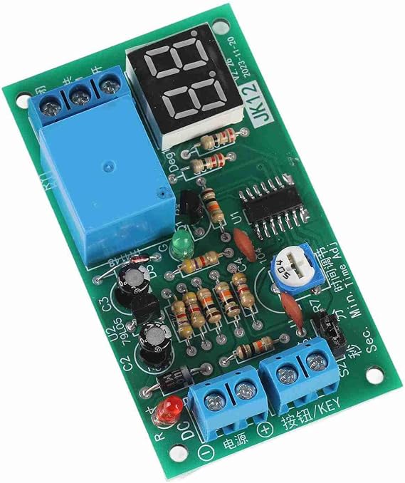 Timer Relay Module, Shutdown Relay Switch Module 1~99 Seconds/1~99 Minutes DC 12V High Wide Time Range Timer Module for One Relay