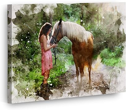 DROLLX Personalized Watercolor Portrait Canvas from Photo Custom Prints Wall Art customized picture gifts