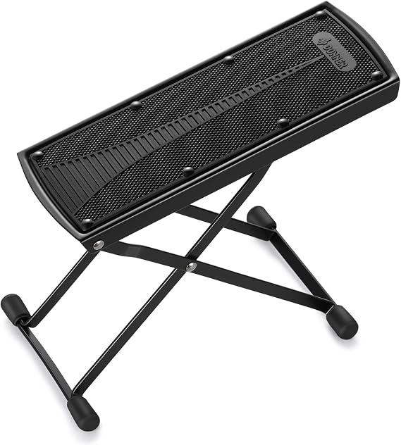 Donner Guitar Foot Stool-6 Position Height Adjustable Guitar Leg Rest Step Footstool Black for Classical Guitar Player