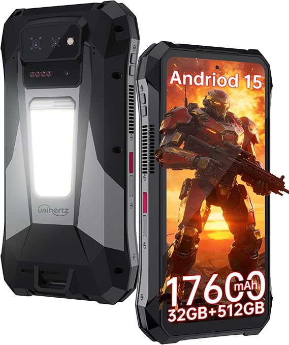 Tank X 5G Rugged Smartphone,Android 15 Mobile Phones with 220 Lumens Projector,32GB RAM+512GB ROM,6.78 LCD Screen,17600mAh Battery Cell Phone Unlocked, 1200LM Camping Light/IP68/GPS
