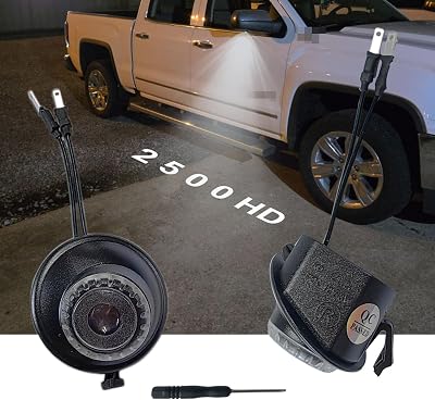 2pcs Set Side Mirror Projector Ghost Shadow Puddle LED logo Light Compatible with Chevrolet Silverado 2500HD 2014-2021