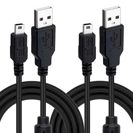 Mcbazel Ps3 Controller Charger Cable, 2 Pack Controller Charging Cable for PS3, Mini USB Power Charge Cable Lead for Playstation 3 Controller -3 Meter, Black