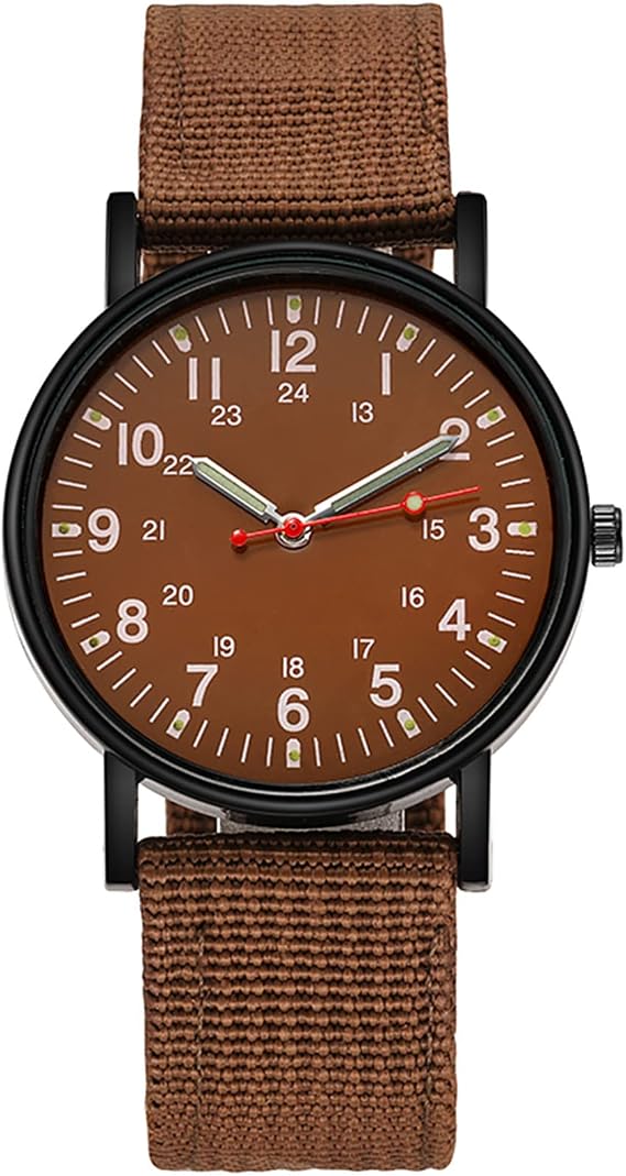 Men's Wristwatch, Luminous Luminous Arabic Numerals, Simulated Military Watch, Outdoor, 24 Hour Luminous, Pointer Quartz, Large Dial, Simple, Canvas Strap, Quartz, Stylish, Military Watch, Stylish