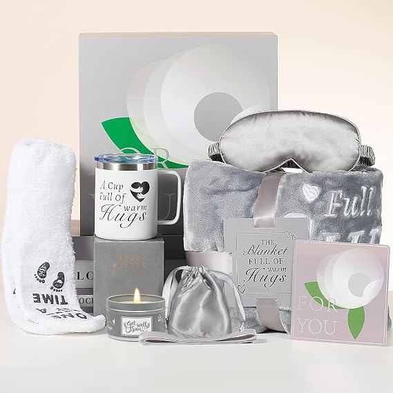 Get Well Soon Care Package for Women - Self Care Gifts Basket with Sympathy Blanket, Candle, Coffee Mug