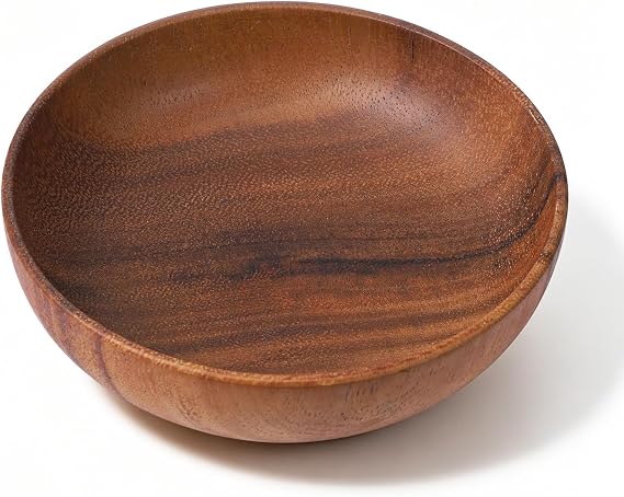 Skrfren 4.7 Inch Acacia Decorative Bowl Round Keys Bowl for Entryway Tabletop Organizer Small Wooden Bowls for Keys, Wallet, Candy, Cookies (4.7" x 4.7" x 1.5")