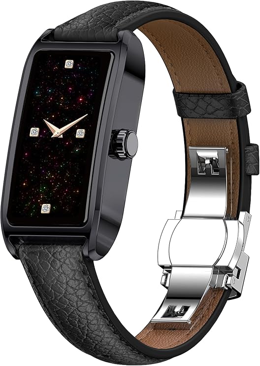 Smartwatch Women's Elegant Thin Fitness Tracker Square Women's Watch 1.13 Inch AMOLED Fitness Watch Women Heart Rate Monitor Pedometer Sleep Analysis Menstrual Cycle Heart Rate Monitor Gold IP68 Waterproof Sports Watch