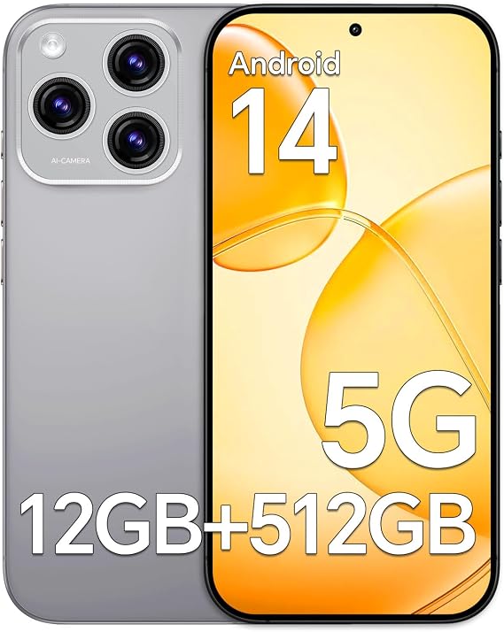 KN16 ProMax Unlocked Cell Phones, 12+512GB Android 6.8" 108MP 5000mAh