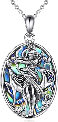 YFN Greek Goddess Necklace S925 Sterling Silver Artemis Goddess of The Hunting Mythology Jewelry for Women Gifts