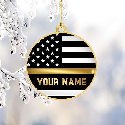 Personalized 911 Dispatcher Ornament 2025, Custom 911 Dispatcher Christmas Ornament, Thin Gold Line Ornaments Decoration Gift for Dispatchers, Police Supporters, Emergency Responders DPC5
