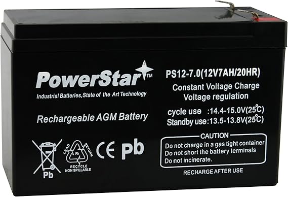 PowerStar 12 Volt 7 Amp Hour SLA Alarm Battery for NP7-12 -