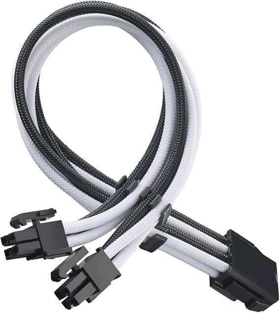 SilverStone Technology PP07E-EPS8BW, 30cm EPS 8pin to EPS/ATX 4+4pin Flexible Sleeved Extention Cable, Black + White, SST-PP07E-EPS8BW