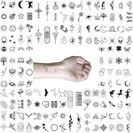 Temporary Tattoos, Small Semi Permanent Fake Tattoo for Adult Women Teen Girl, Realistic, Long Lasting, Waterproof Tiny Tattoo Stickers with Plant Based Ink (Small BH)