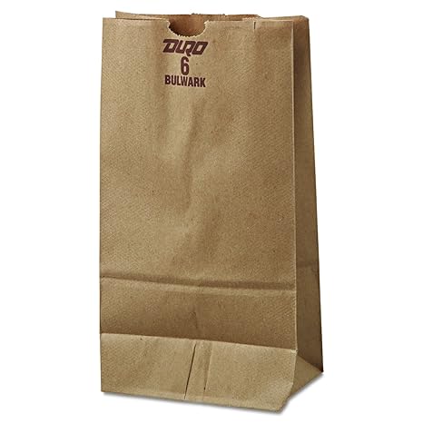 General GX6500 #6 Paper Grocery Bag, 50lb Kraft, Extra-Heavy-Duty 6 x 3 5/8 x 11 1/16, (Case of 500 Bags)