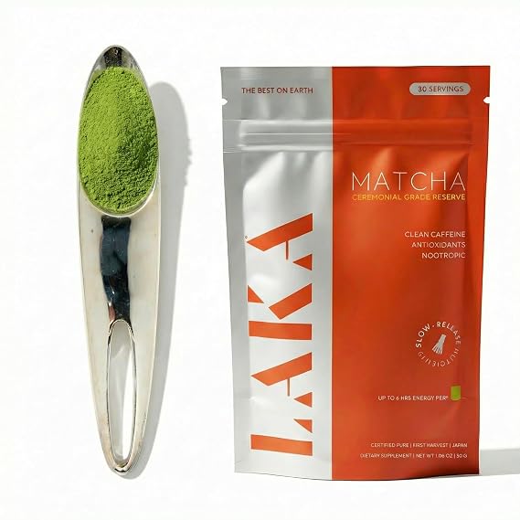 LAKA Matcha Ceremonial-Grade Japanese Green Tea Powder 30g Pure Wazuka Matcha, Rich in Antioxidants, Supports Focus, Metabolism & Energy Vegan, Gluten-Free, No Additives