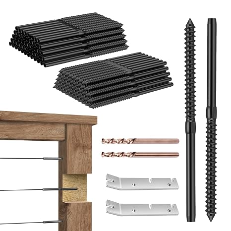 CKE 100 Pack Black T316 Stainless Steel Left&Right Handed Thread Swage Lag Screws for Wood Post 1/8" Black Cable Deck Railing Stair Railing Hardware Kit Swage Lag Screws Right&Left DIY Baluster, BCR35