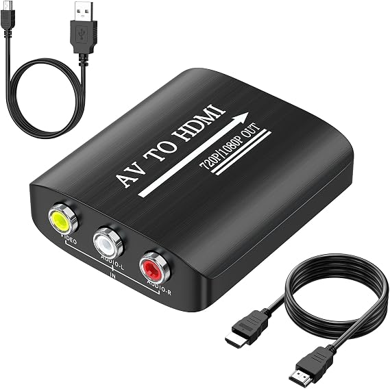GINGIN RCA'dan HDMI'ya, AV'den HDMI'ya Dönüştürücü, WII, PS One, PS2, PS3, STB, Xbox, VHS, VCR, Blue-Ray DVD, 3.3ft HDMI Kablosu ile Uyumlu HDMI Dönüştürücü Kompozit