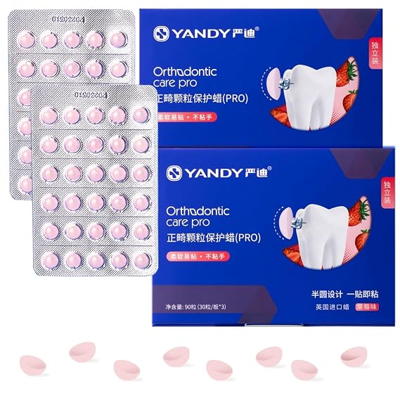 YANDY Orthodontic Wax for Braces 180 pcs, Individual Pack Strawberry Flavor