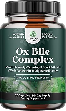 Digestive Enzymes with Ox Bile - Ox Bile Supplements for No Gallbladder with Trypsin, Papain & Bromelain Enzyme for Pancrease Cleanse & Detox - Pancreatin Digestion Enzymes for Women & Men - 90 Ct
