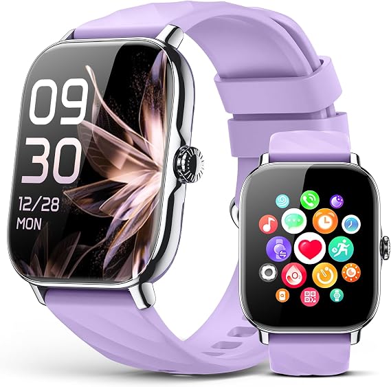 Smart Watches Fitness Tracker for Women Men with Step Counter, Sleep Calorie Monitor, Pedometer, IP68 Waterproof, Smartwatch with 120+ Sports for iPhone Android (Purple)