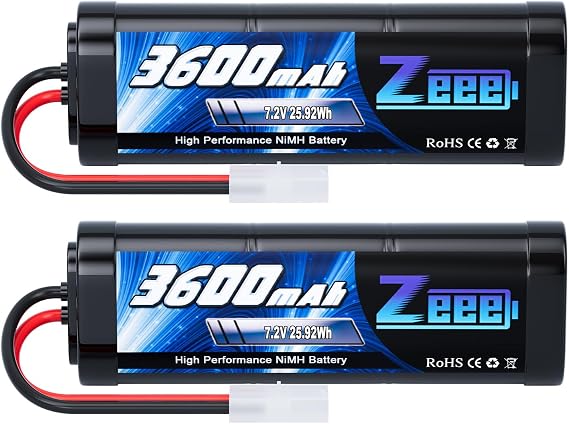 Zeee 7.2V 3600mAh RC NiMH Battery with Tamiya Plug (2 Pack)